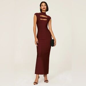 Hervé Léger Icon Cap Sleeve Gown